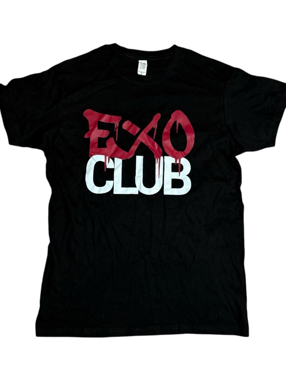 EXO CLUB Short Sleeve Graphic Tee - Black with Red & White Print